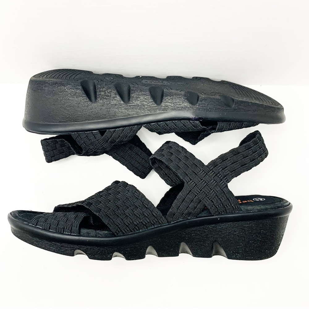 Bernie Mev Lihi Brighten Black Elastic‎ Basketweave Wedge Sandals  - Size US 9.5 - Picture 6 of 9